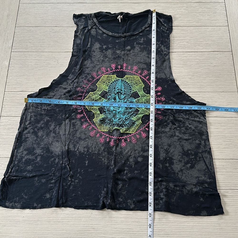 Evolution & Creation • Black Tie Dye Ganesha Mandala Tank Top • Muscle Tank - Picture 5 of 9